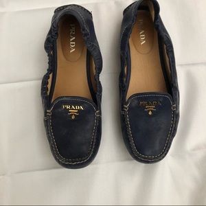 Prada pebbled leather driving moccasins